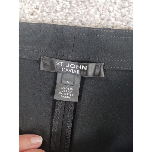 St John Caviar Womens Dress Pants 6 Black Flat Front - Picture 6 of 8